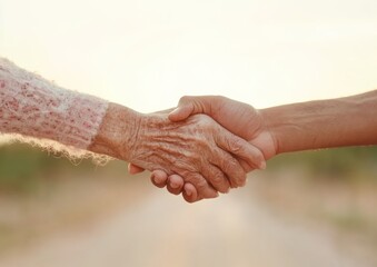 Community Connection Young Indian Volunteer Aiding Elderly in Urban Street - Social Impact for Charitable Event Promotion and Awareness Campaigns