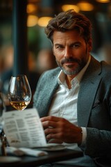 A person enjoying a glass of wine at a table