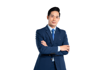 Portrait of Asian male businessman posing on png background