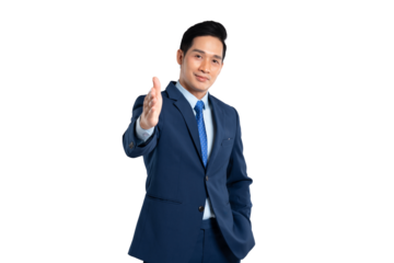 Portrait of Asian male businessman posing on png background