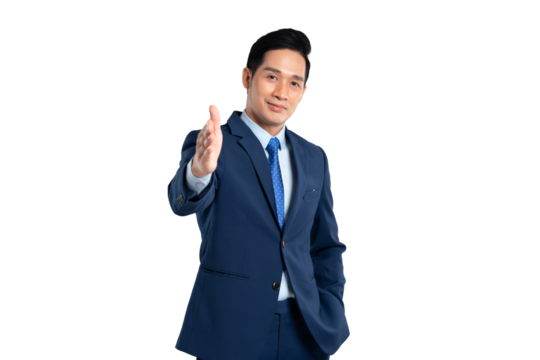 Portrait of Asian male businessman posing on png background