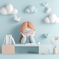 Creative mindset development modern workspace digital art soft colors close-up inspiration for productivity