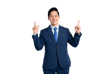 Portrait of Asian male businessman posing on png background
