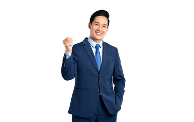 Portrait of Asian male businessman posing on png background