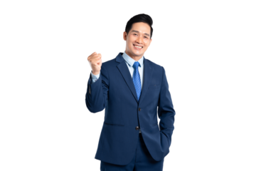 Portrait of Asian male businessman posing on png background