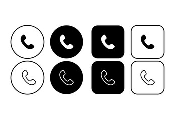 Set of phone icon buttons. Contact icon. Communication icon in flat style