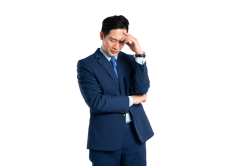 Portrait of Asian male businessman posing on png background