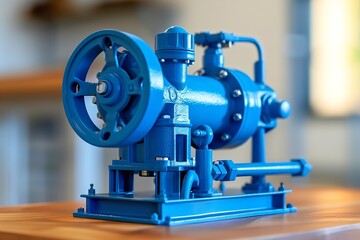 Fototapeta premium Water pump in blue electric for business concept, Generative AI.