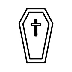 Obraz premium Black Coffin Icon with Black Cross on Transparent Background, Funeral Concept