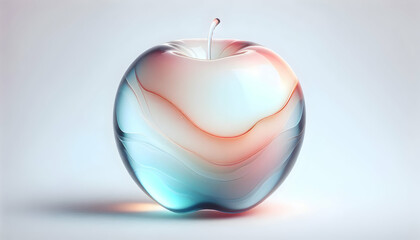 Obraz premium Fruit An abstract glass apple with a fading gradient of blush pink into icy blue The apple appears translu3