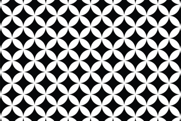 Geometric Circle Flower Pattern in Black and White