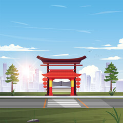 Chinese New Year temple entrance decoration