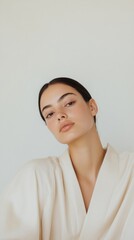 Minimalist Portrait of a Stylish Young Woman in Neutral Attire