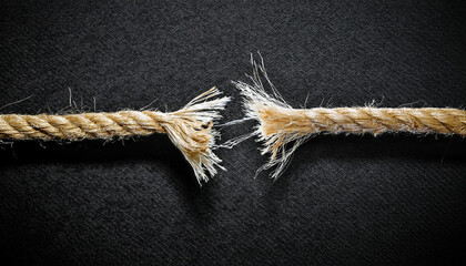 Broken Rope Severed Fibers, Fragile Connection, End of Strength, Symbol of Failure, Loss of Unity, D