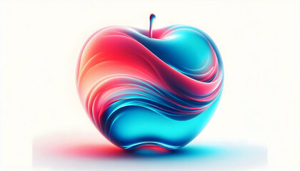 Obraz premium Fruit A dynamic portrayal of a glass apple with a vivid gradient of coral pink merging into cerulean blue,1