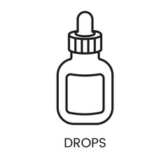 An icon of a dropper bottle in vector, symbolizing liquid medications or drops, with an editable stroke