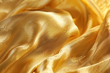 Soft golden fabric folds exuding luxury and elegance under warm lighting