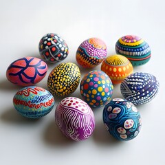 Fototapeta premium Vibrant Easter eggs, intricately decorated with patterns