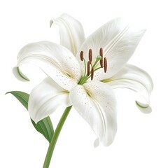 Fototapeta premium White lily flower, delicate petals and intricate detail