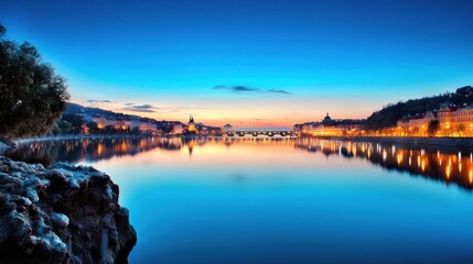 Fototapeta premium Serene City at Sunset