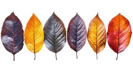 colorful autumn leaves isolated on white background