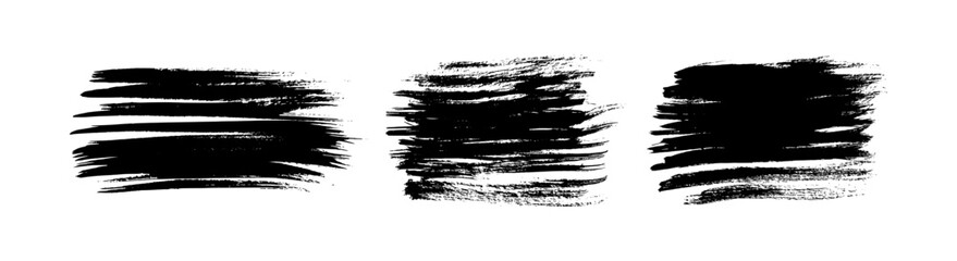Set of black hand drawn brush strokes