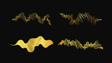 Set of abstract backdrops with luxury golden waves