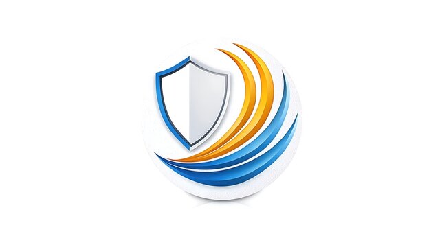 An eye-catching circular logo that integrates a powerful shield graphic, conveying safety and trustworthiness for a security provider. The logo is designed with bold colors and dynamic shapes,