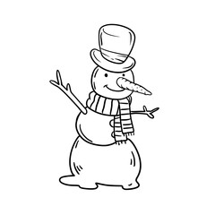 Snowman with Hat and Scarf Illustration