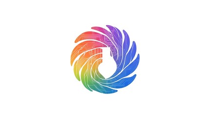 Obraz premium A sleek, modern circular logo designed for a tech conference featuring intricate circuit patterns and a futuristic aesthetic. The composition showcases vibrant colors against a clean white