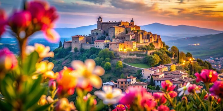 Aerial Bokeh Rocca Frangipani Tolfa Lazio Italy