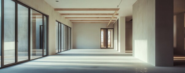 Fototapeta premium Sunlit Minimalist Interior: A Modern Empty Space