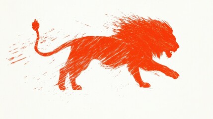 Lion silhouette in vibrant orange art design