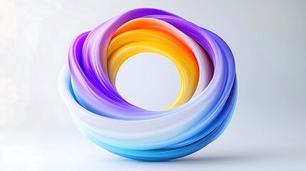 An artistic representation of a circular yoga studio logo, showcasing smooth lines and a modern aesthetic. The logo is designed with soothing colors, anchored on a minimalist background. The