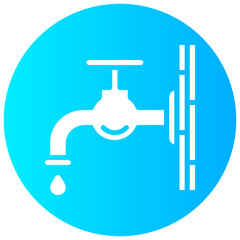 water tap vector round glyph icon