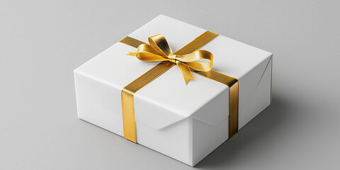 San valentines day. white gift box whith golden-color ribbon. 