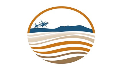 A calming circular logo representing a yoga studio, featuring gentle curves and an inviting design. The color scheme is composed of soft earth tones that evoke feelings of relaxation and balance. The