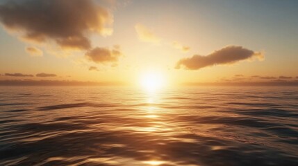 Obraz premium Golden Sunset Reflecting on Calm Ocean Water