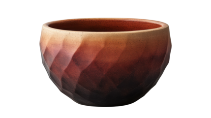 empty two tone clay pot geometric planter isolated on transparent background
