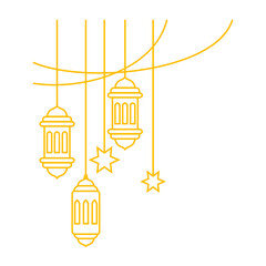 Golden Hanging Islamic Lantern