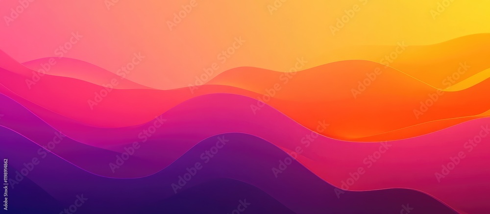 Poster abstract colorful waves pattern with gradient shading in shades of orange, pink, and purple with amp
