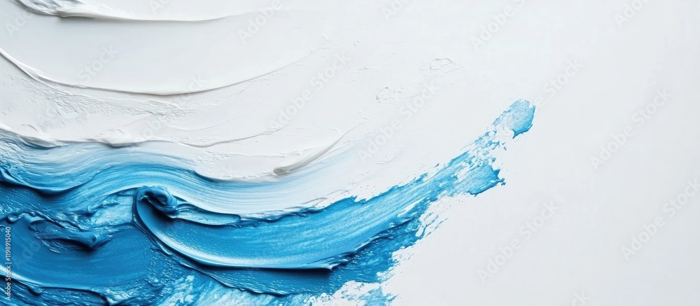 Aufkleber abstract close-up of blue and white paint strokes on a textured canvas with copy space for text plac