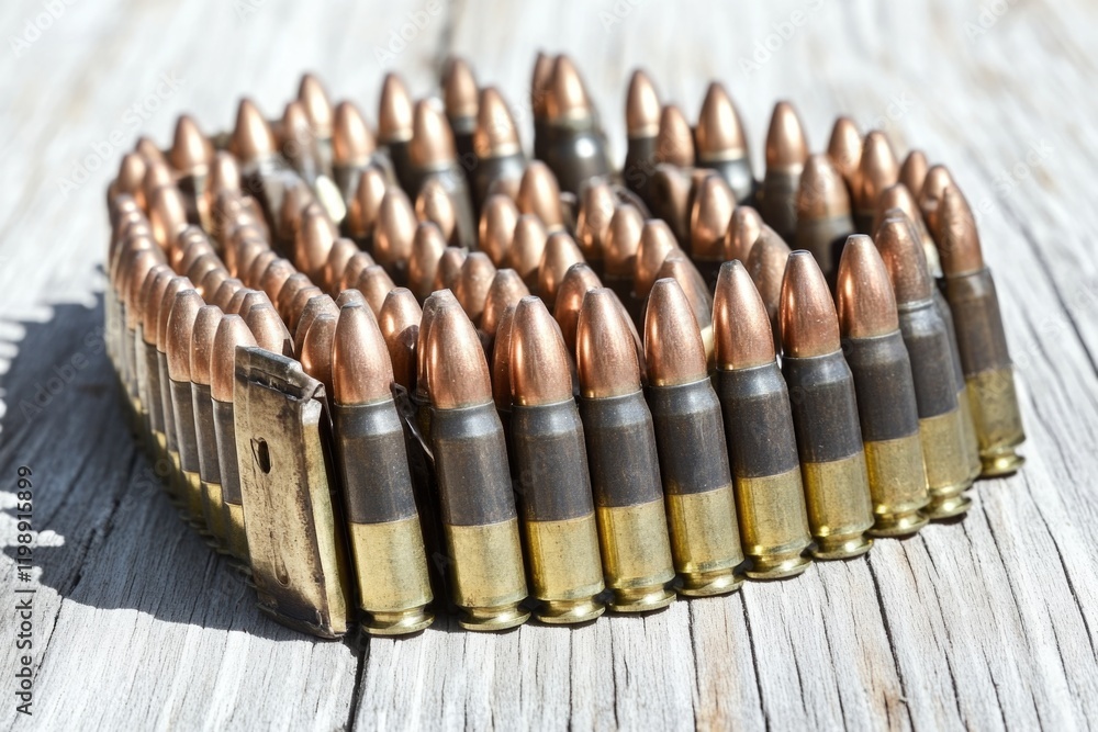 Poster a close-up shot of a collection of spent bullet shells