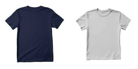 Navy and gray t shirts mock up template, front view isolated on transparent background. Generative ai