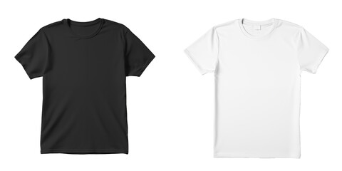 Blank and white t shirts mock up template, front view isolated on transparent background. Generative ai