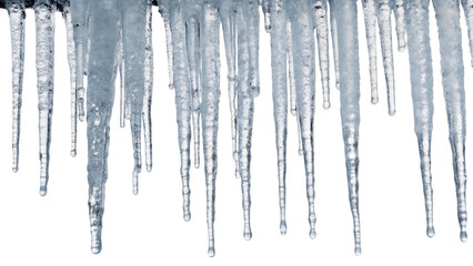 Set of Icicles Isolated on Transparent Background