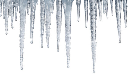 Elegant Icicles Hanging on Transparent Winter Background