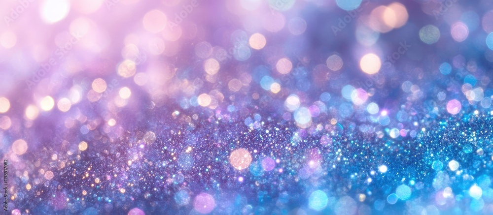 Poster abstract glitter background with bokeh effect in shades of purple and blue with soft light and copy 