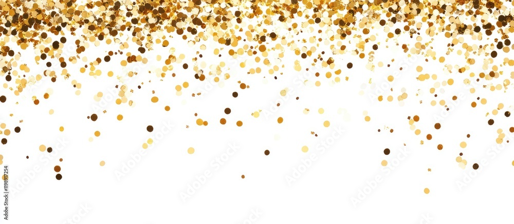 Aufkleber golden glitter particles on white background with copy space for text or design elements.