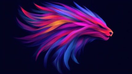 Vibrant abstract lion with colorful mane